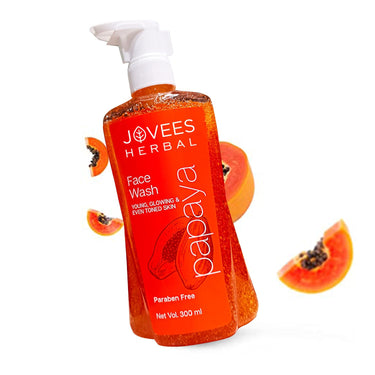 Jovees Herbal Papaya Face Wash For Glowing and Clear Skin with Papaya & Bilberry fruit Ext | Gentle Cleanser For Brightens Skin, Removes Pigmentation & Dark Spots | Suitable For All Skin Types - 300ml